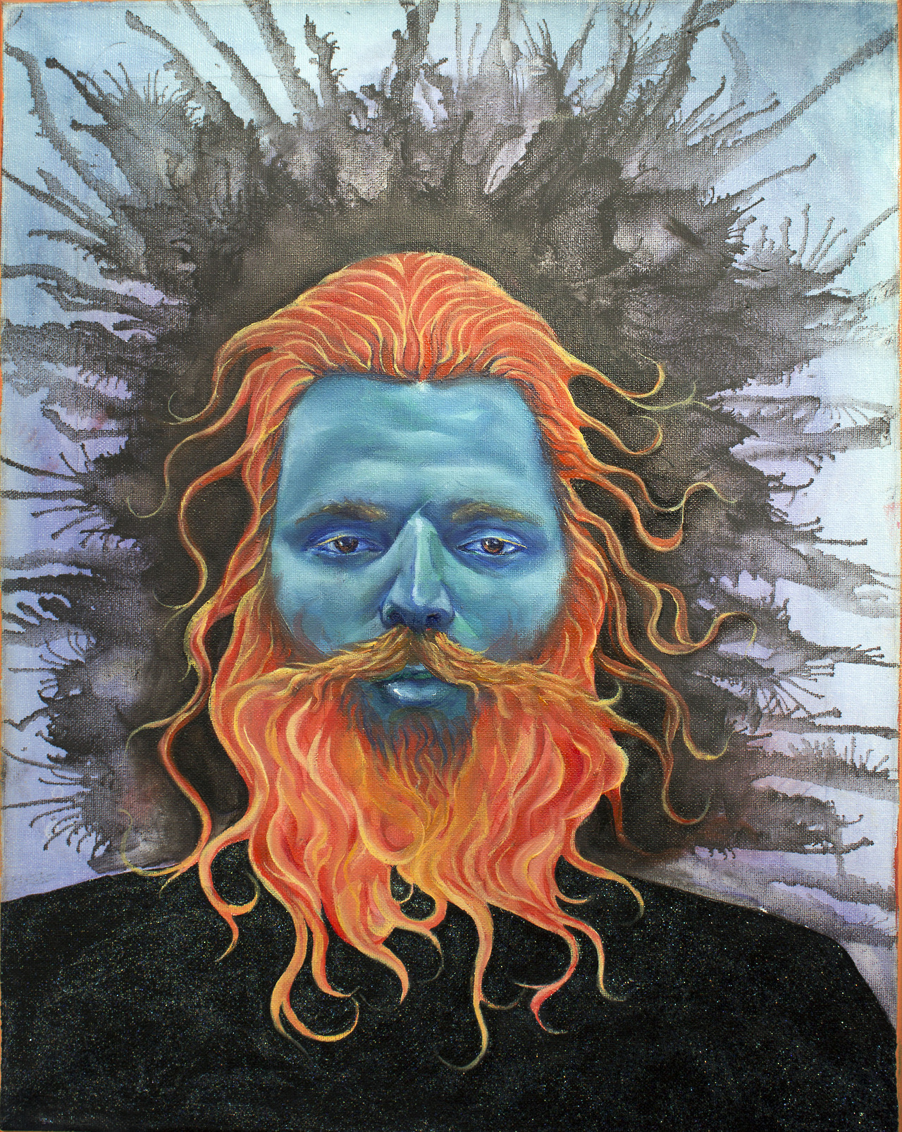 Untitled (portrait, blue and flame)